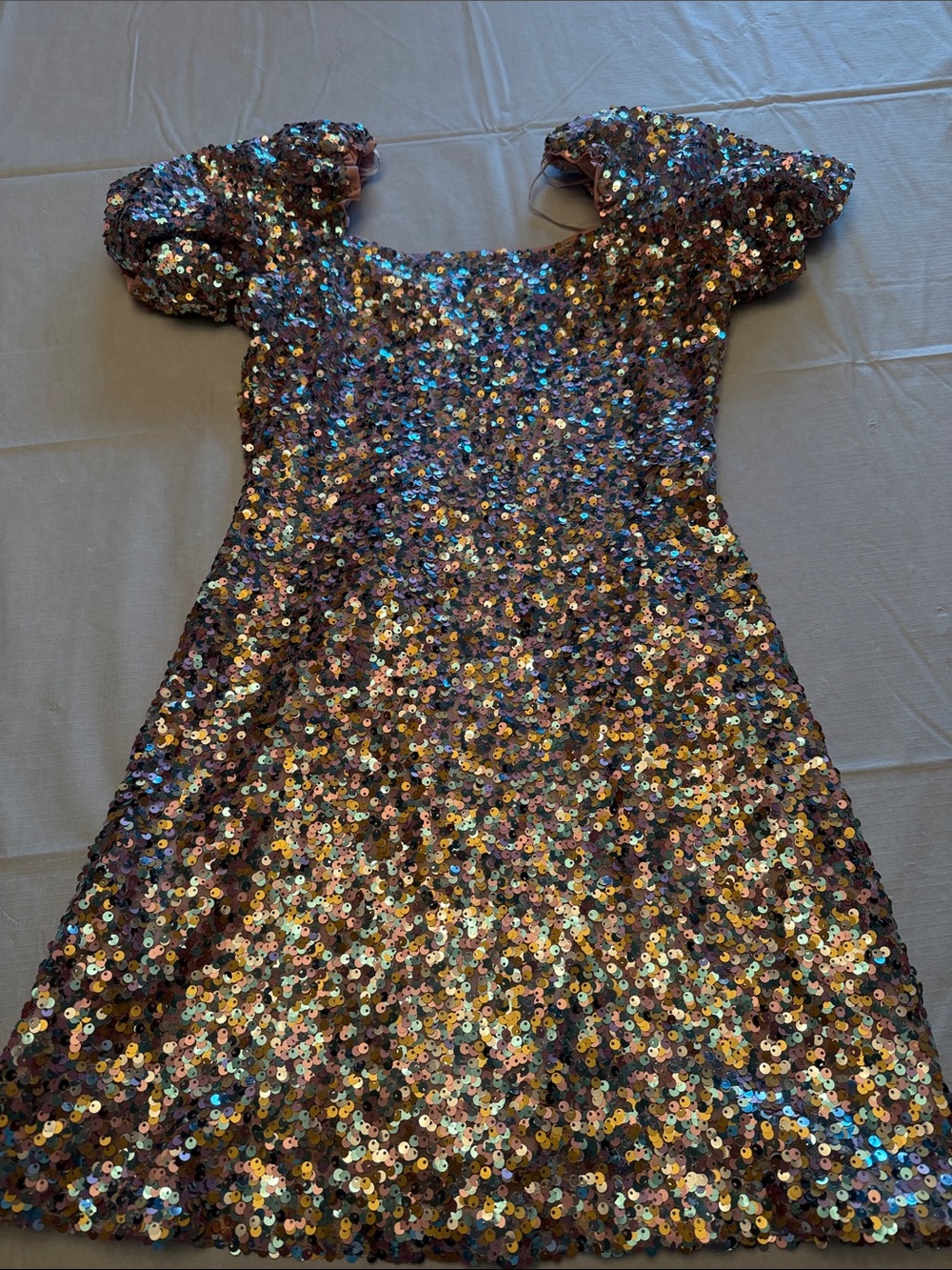 Lulu's Iridescent Sequin Puff-Sleeve Mini Dress - Multicolor Shine
